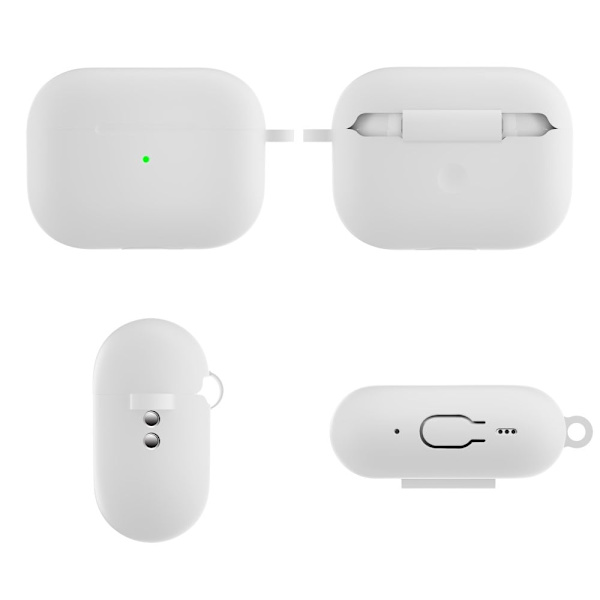 AirPods Pro 2 silikonfodral med karbinhake - Vit Vit