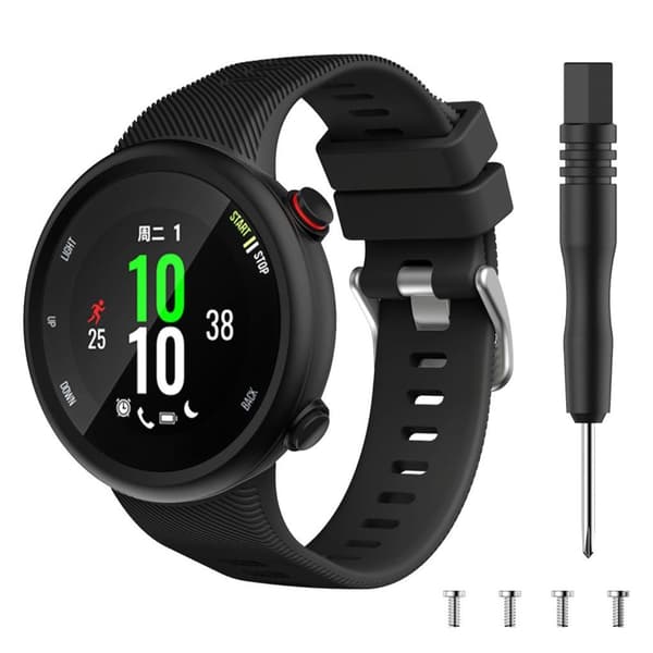 Garmin Forerunner 45S klockarmband med silverspänne i silikon - Svart Svart