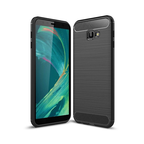 Samsung Galaxy J4 Plus (2018) mjukt fodral med kolfiberstruktur - Svart Svart