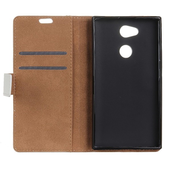 Sony Xperia L2 etui i læder med holder - Flag og kat Multicolor