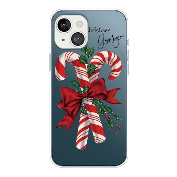 Stødsikkert telefon cover iPhone 14 Plus, julemønstertryk Blødt fleksibelt faldsikkert cover - Sukkerstænger Til Jul Red