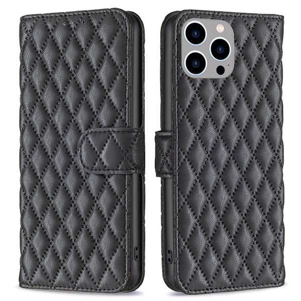 Matt iPhone 14 Pro Max fodral med rombmönster - Svart Svart