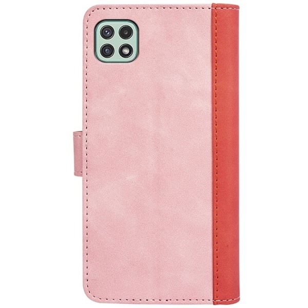 Tvåfärgat Samsung Galaxy A22 5G fodral i läder - Rosa Rosa