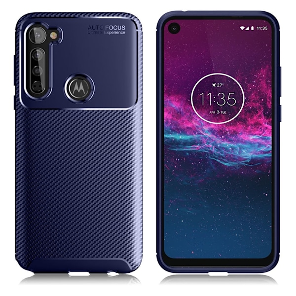 Carbon Shield Motorola One Fusion Plus cover - Blå Blue