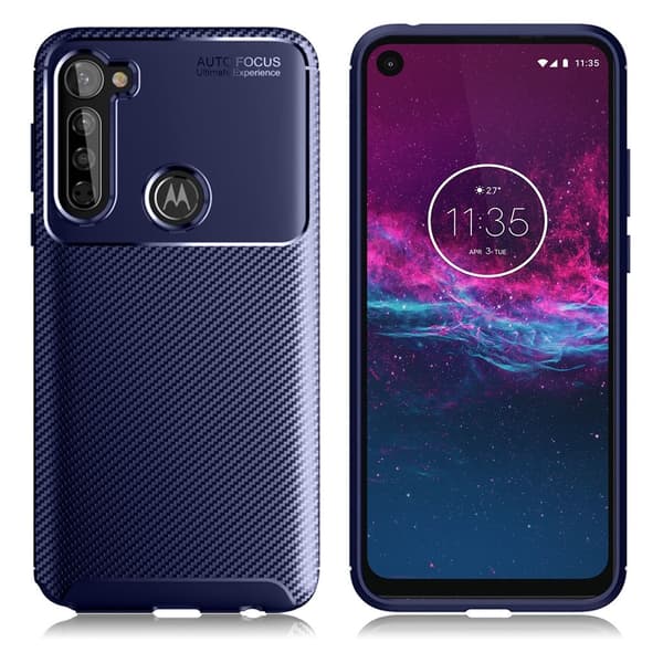 Carbon Shield Motorola One Fusion Plus kuoret - Sininen Blue