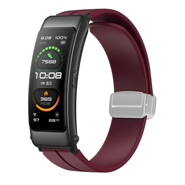 16 mm silikonerem med sølvspænde til Keep / Huawei / Timex-ur - Rødvin Red