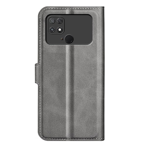 Hållbart konstläder Xiaomi Poco C40 fodral med plånbok - Silver/Grå Silvergrå