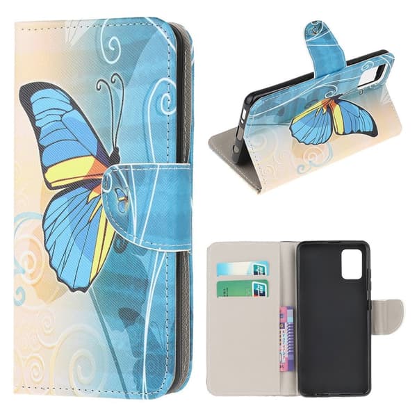 Wonderland flip etui - Blå Sommerfugl Blue