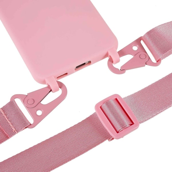 Tyndt TPU-etui med mat finish og justerbar rem til Samsung Galaxy S22 Plus - Lyserød Pink