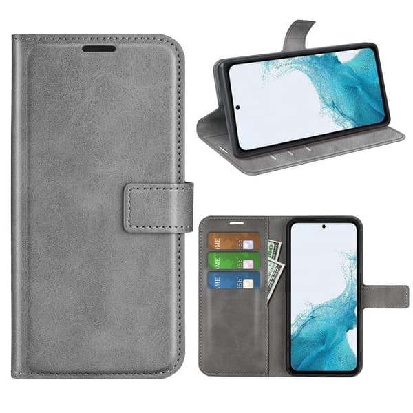 Læretui med Lommebok til Samsung Galaxy A54 - Grå Silver grey