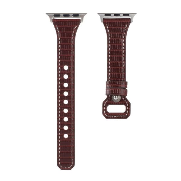 Apple Watch 40 mm bambusstruktureret urrem i ægte læder - Brun Brown