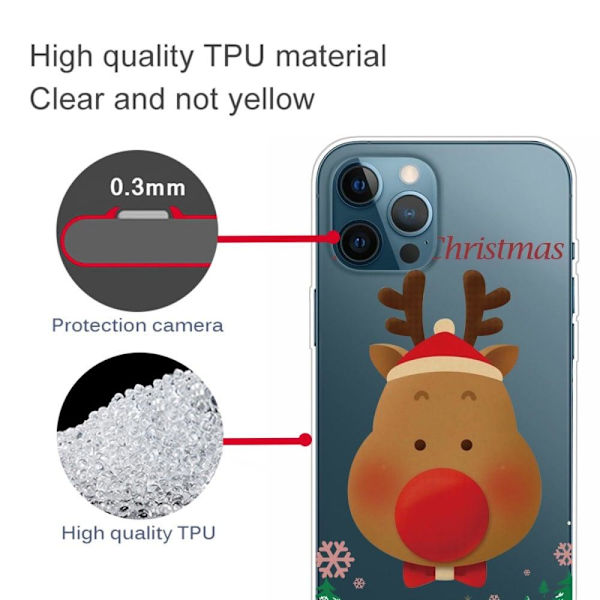 Julfodral till iPhone 14 Pro - Renar Med Rosetter Röd