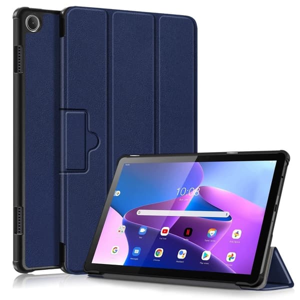 Tri-fold Leather stander etui til Lenovo Tab M10 (Gen 3) - Mørkeblå Blue