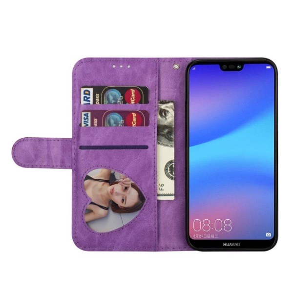 Zipper läder Huawei P20 Lite fodral med plånbok - Lila Lila