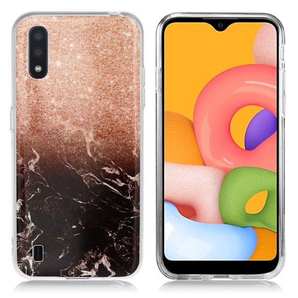 Marble Samsung Galaxy A01 kuoret - Luumu / Musta Marmori Black