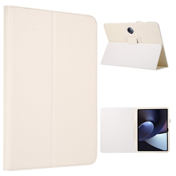 Vikbart fodral med Lichi-textur för OnePlus Pad - Vit Vit