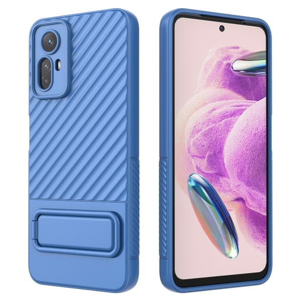 Skyddande reptåligt Xiaomi Redmi Note 12S skal med stativ - Blå Blå
