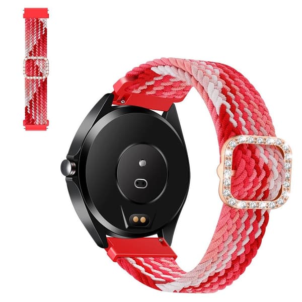 22mm Universal nylon + strassi solki kellon hihna - Mansikanpunainen Red
