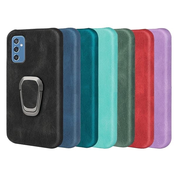 Stötsäkert läderfodral med oval kickstand för Samsung Galaxy M52 5G - Röd Röd