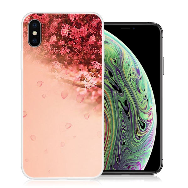 Blødt etui med mønsterprint til iPhone XS - Blomster Og Kronblade Multicolor