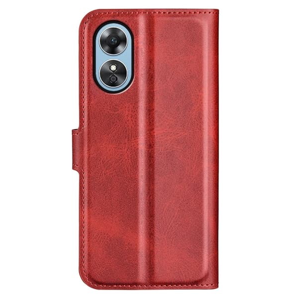 Hållbart konstläder Oppo A17 / Oppo A17k fodral med plånbok - Röd Röd