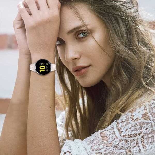 Samsung Galaxy Watch (42mm) klockarmband i äkta läder från cowhide - Vit Vit
