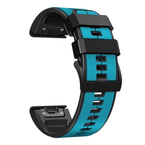 22 mm dobbeltfarvet silikoneurrem til Garmin- og Coros-ure - Himmelblå / Sort Blue