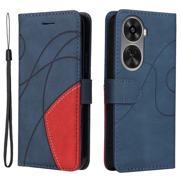 Teksturert læretui med stropp for Huawei nova 12 SE / Huawei Nova 11 SE - Blå Blue