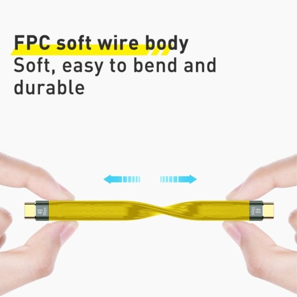 Universal 100W hurtigopladning 10Gbps type-C hun til han FPC-kabel Yellow