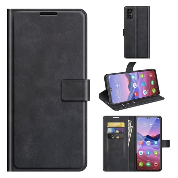 Lompakko Nahkakotelo For ZTE Blade V2020 Smart - Musta Black