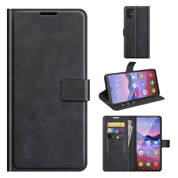 Wallet-style Læder Etui til Zte Blade V2020 Smart - Sort Black