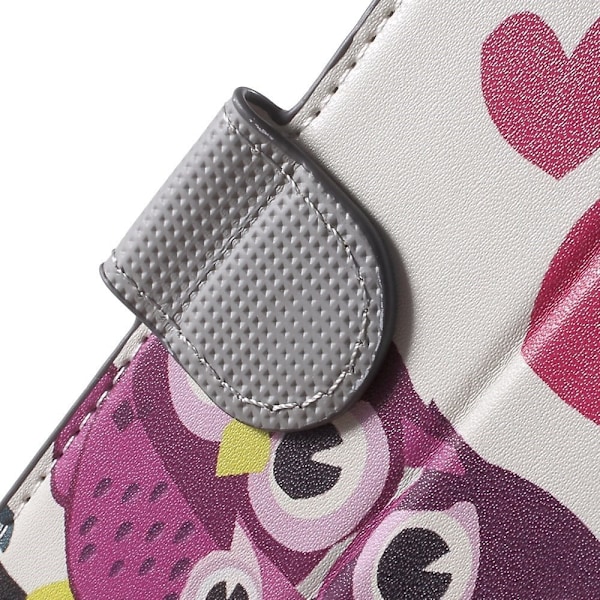 Moberg Huawei Ascend P8 Nahkakotelo Korttitaskuilla - Three Makea Pöllöt Multicolor