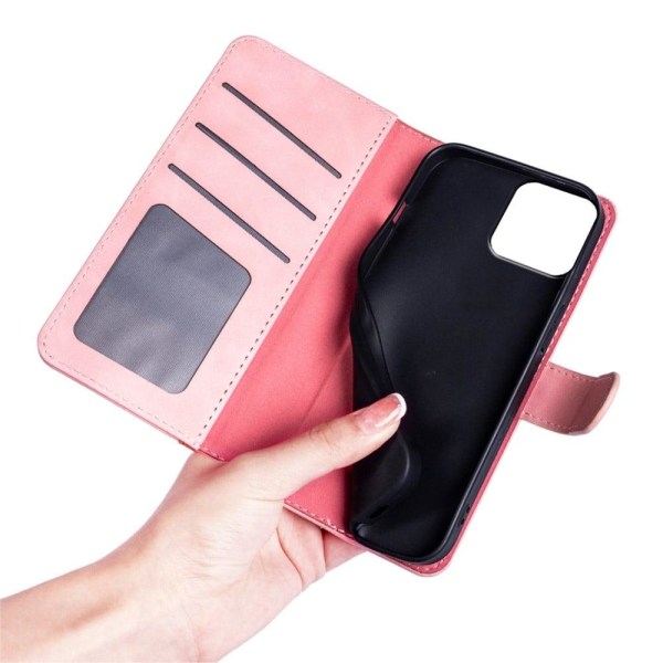 Two-color Leather Läppäkotelo For iPhone 11 Pro Max - Pinkki Pink