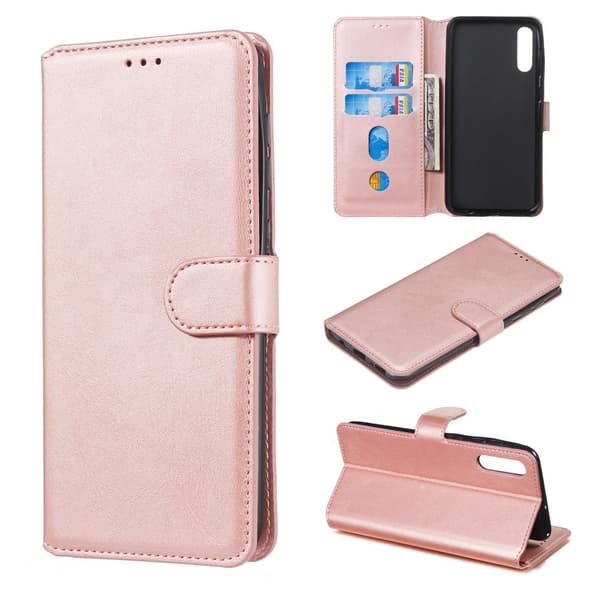Classic Wallet Leather Stand Phone Protective Shell til Samsung Galaxy A50/A50s/A30s - Rødguld Pink