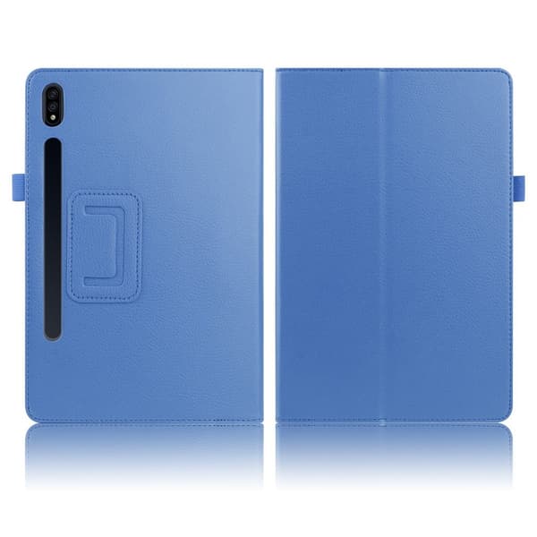 Samsung Galaxy Tab S7 Plus litchi läder flip fodral - baby blå Blå