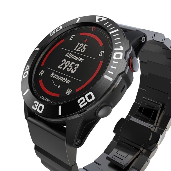 Garmin Fenix 5X / 5X Plus viileä ruostumattomasta teräksestä valmistettu kehys - Musta / Valkoinen Black