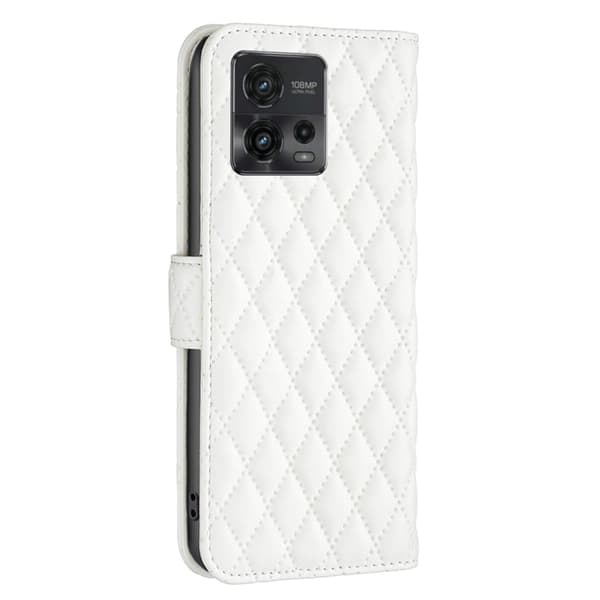 Rombemønster, matt flip-deksel for Motorola Moto G72 - Hvit White