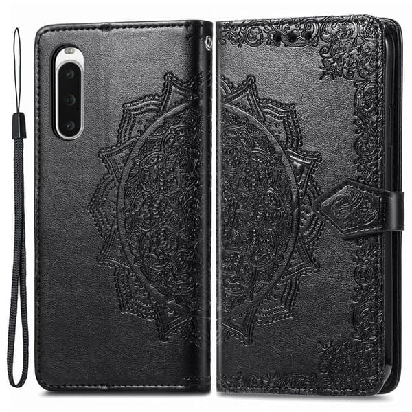 Mandala Sony Xperia 10 V etui i lær - Svart Black