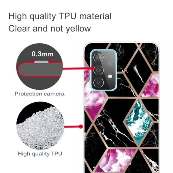 Marble Samsung Galaxy A52 5G Etui - Tile Of Black / Cyan / Rose Multicolor