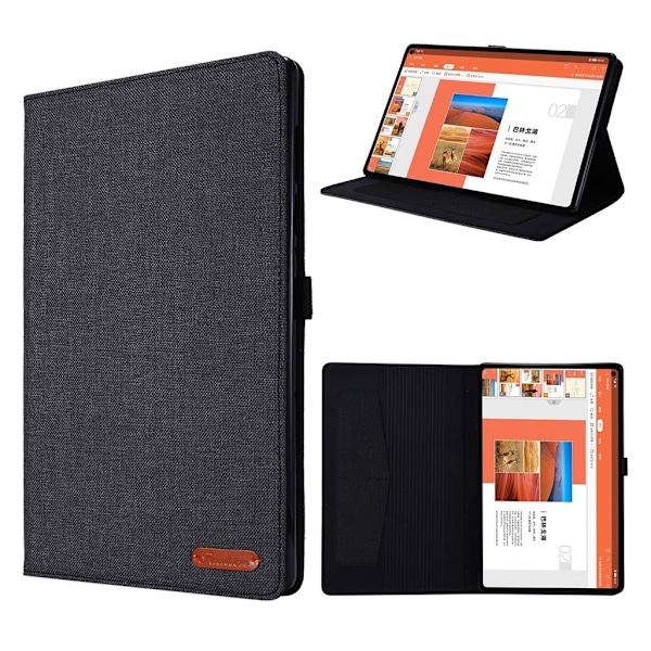 Lenovo Tab M10 FHD Plus læderetui med stoftema - Sort Black