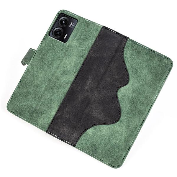 Kaksivärinen nahkainen läppäkotelo Motorola Moto G73 - Vihreä Green