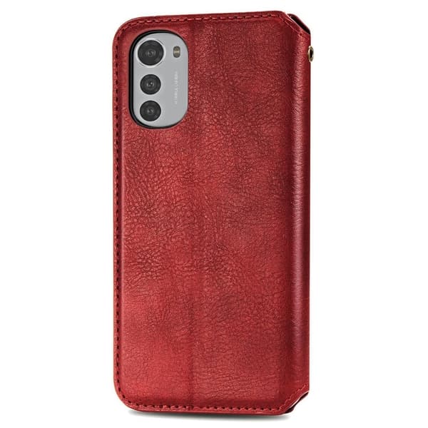 Læretui med A Stilfull Rhombus Imprint til Motorola Moto E32s / E32 / G22 - Rød Red