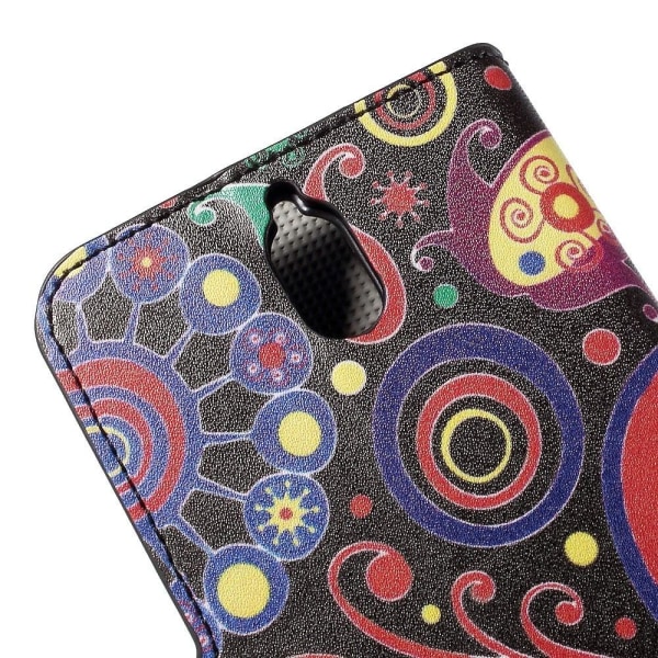 Moberg læderetui til Huawei Y625 med stander og kortholder - Paisley mønster Multicolor