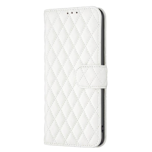 Rhombus pattern matte flip case for Motorola Moto G73 - White Vit