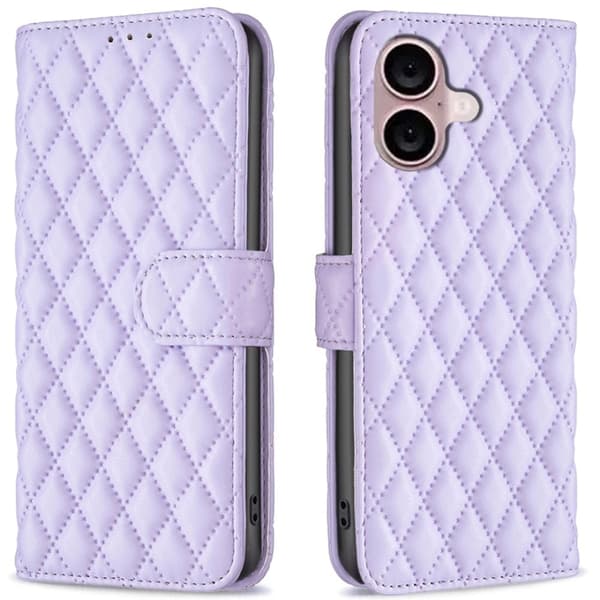 Matt iPhone 16 fodral med rombmönster - Lila Lila