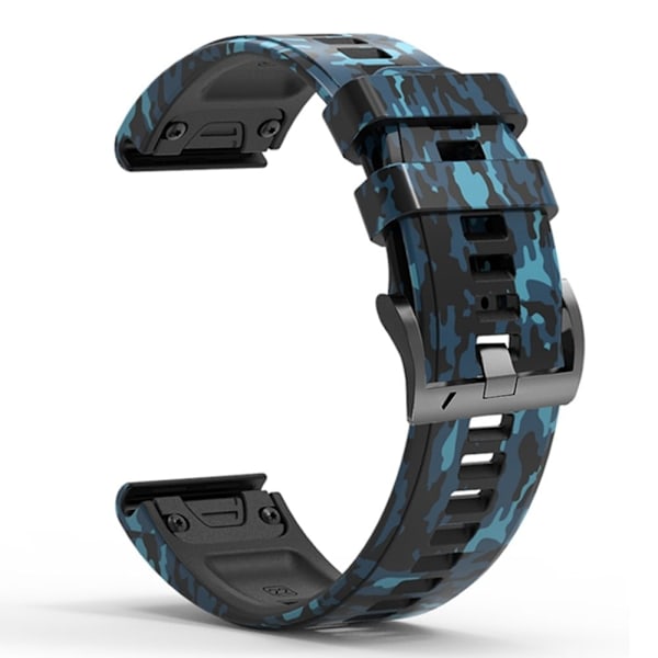 26 mm silikoneurrem med camouflagemønster til Garmin-ur - Camouflage Blå Blue