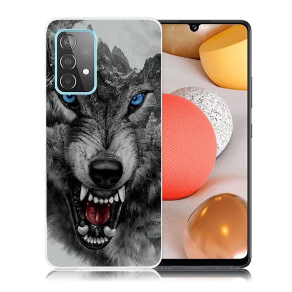 Deco Samsung Galaxy A52 5G skal - Skrämmande Varg Silvergrå