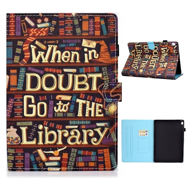 Lenovo Tab M10 Cool Mønster Lær Flippetui - Library Multicolor