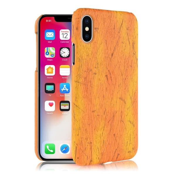 iPhone XR mobilskal plast syntetläder trätextur - Gul Gul