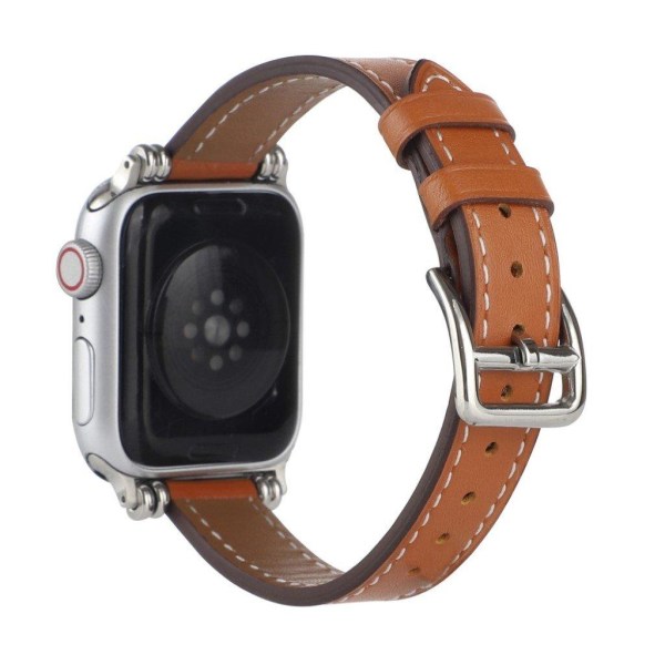 Apple Watch 40 mm urrem i læder med perledekor - Khaki Brown